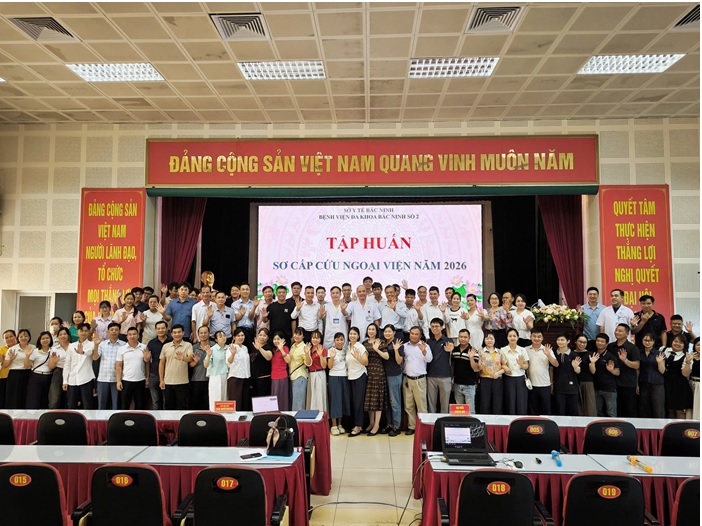 BỆNH VIỆN ĐA KHOA BẮC NINH SỐ 2 KHAI GIẢNG  CHUỖI 08 LỚP TẬP HUẤN SƠ CẤP CỨU NGOẠI VIỆN NĂM 2026